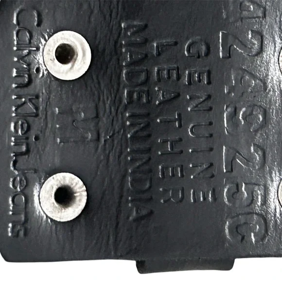 Calvin Klein Jeans Black and Silver Leather Belt - Picture 8 of 9